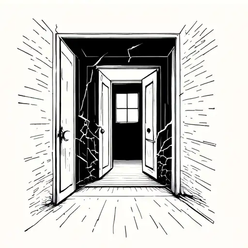 inside a dark room the door cracks open allowing light in tattoo design idea