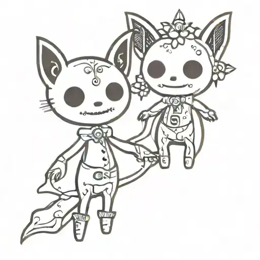 voodoo mr and mrs bat voodoo doll tattoo design idea