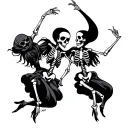 dancing skeleton couple tattoo design idea