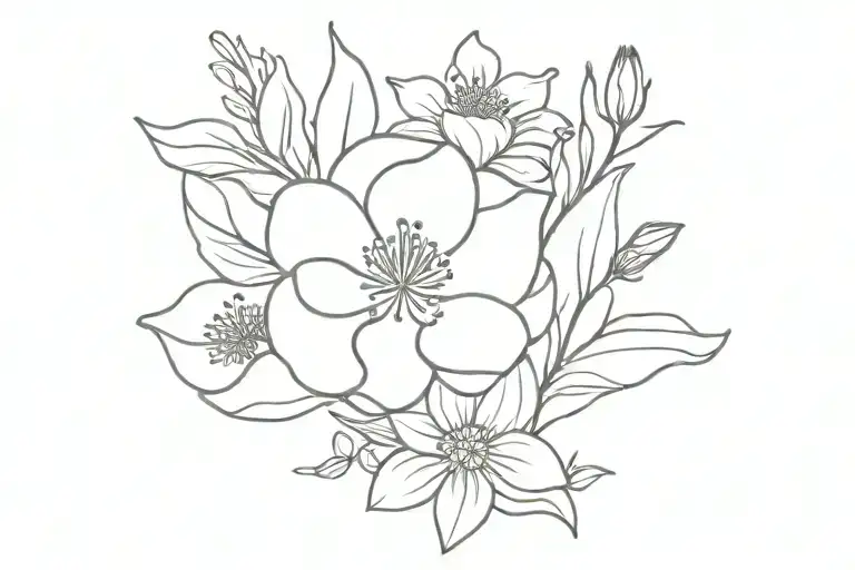 march and November birth flower bouquet tattoo design idea
