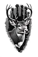 buck deer and baby foot print tattoo design idea