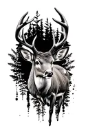 buck deer and baby foot print tattoo design idea