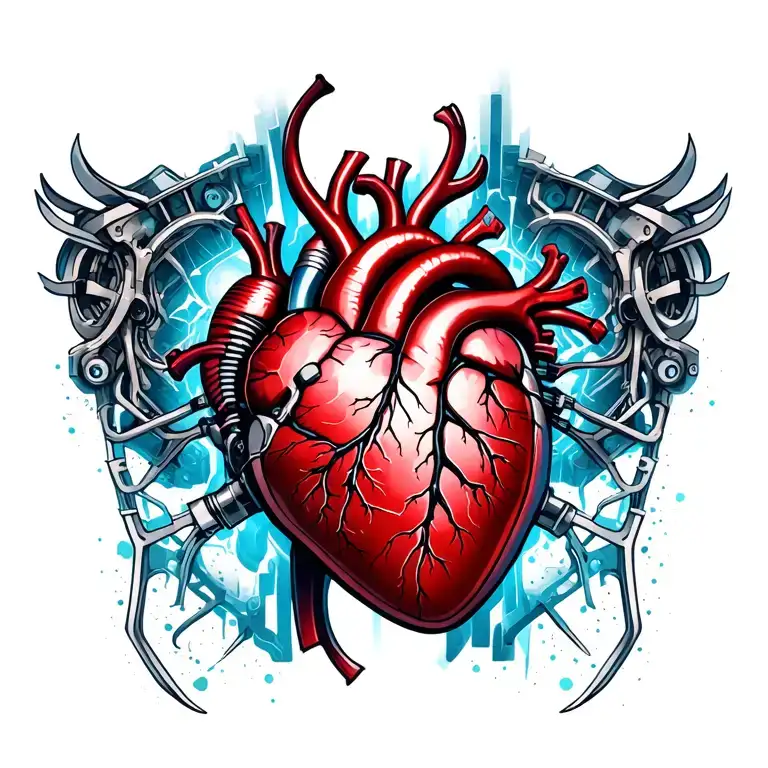 men mechanical heart chest tattoo under skin tattoo design idea