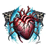 men mechanical heart chest tattoo under skin tattoo design idea