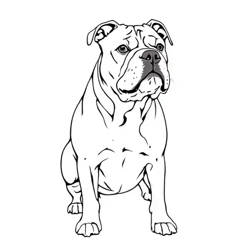 a black and white american bully dog tattoo design idea
