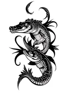 alligator chasing fish tattoo design idea