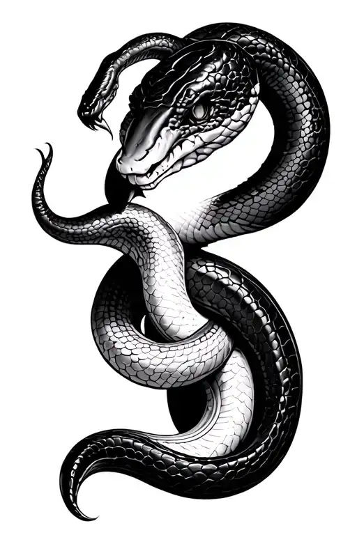 snake biting each other tattoo design idea
