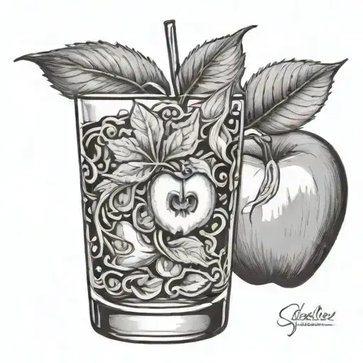crown apple and ginger ale in a glass tattoo design idea