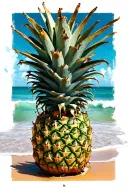 upside down pineapple beach tattoo design idea