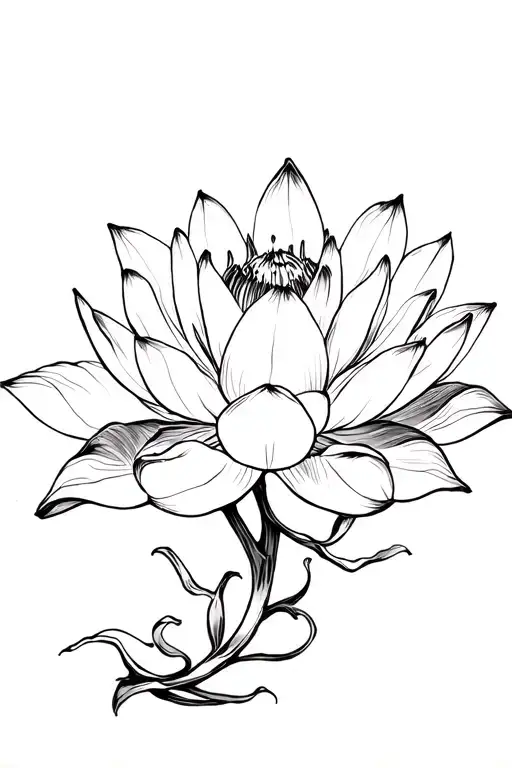 Lotus flower overhead view point tattoo design idea