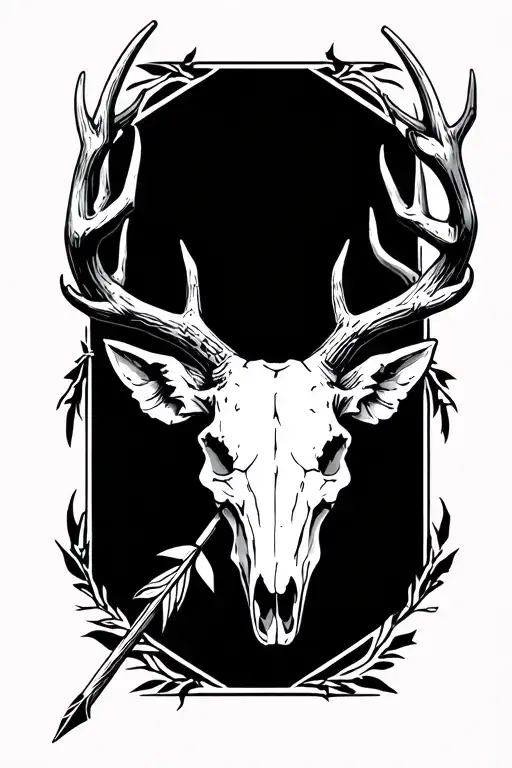 arrow with a deer skull  tattoo design idea