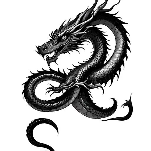 Japanese dragon evil snake tattoo design idea