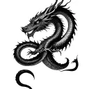 Japanese dragon evil snake tattoo design idea