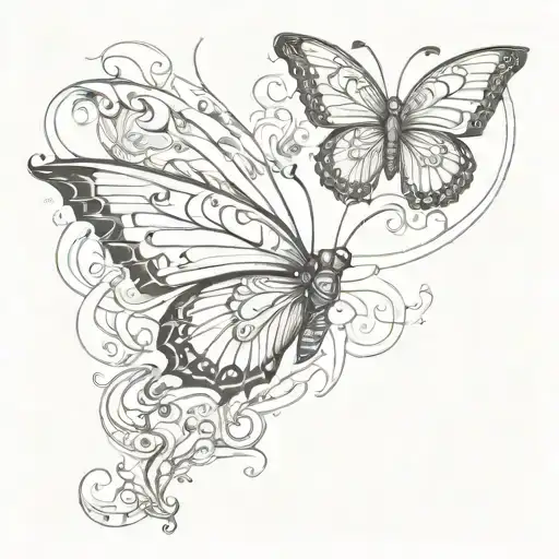 butterfly serves cigarette smoke burning black tattoo design idea
