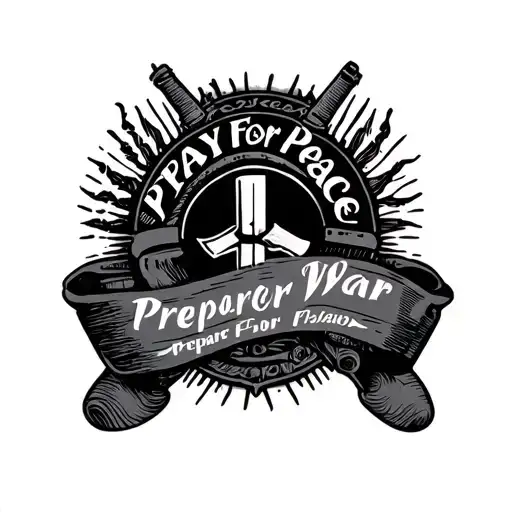Pray For Peace Prepare For War wording Felici dad tattoo design idea