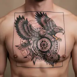 four directions, four elements, , eagle, coyote, bear, buffalo medicine wheel tattoo design idea