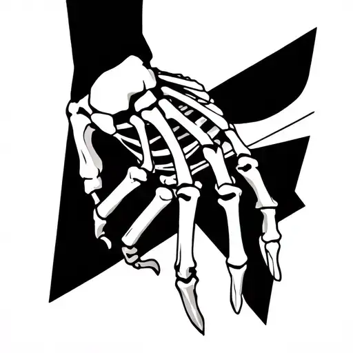 skeleton hand holding tattoo design idea