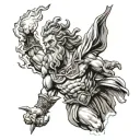 Zeus throwing a lightning bolt tattoo design idea