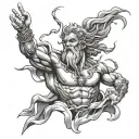 Zeus throwing a lightning bolt tattoo design idea