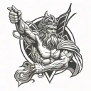 Zeus throwing a lightning bolt tattoo design idea