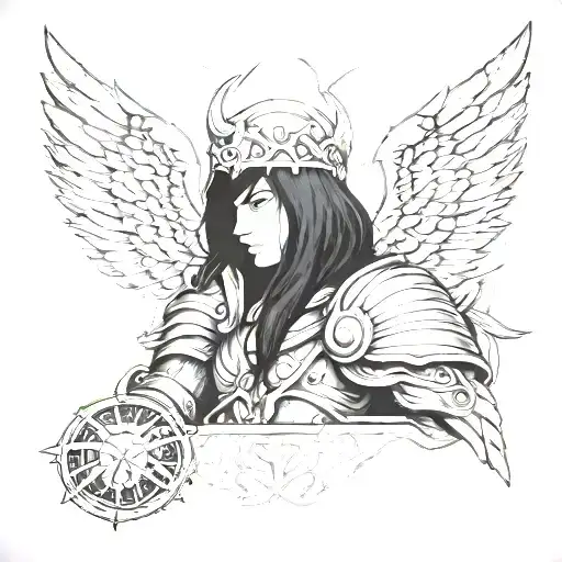 Warrior Angel tattoo design idea