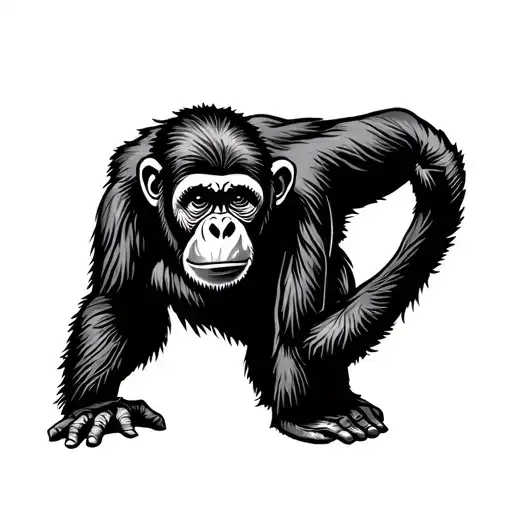 Gibbon ape tattoo design idea