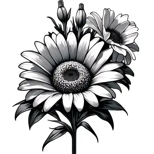 Daisy And Gladiolus tattoo design idea