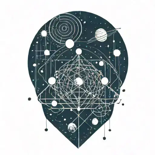 solar system incorporating geometric shapes tattoo design idea