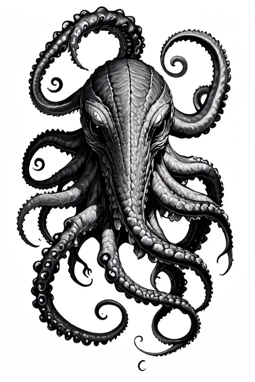 kraken wrapping its tentacles tattoo design idea