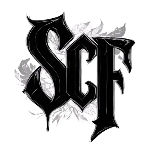 "SCF" aesthetic letter tattoo design idea