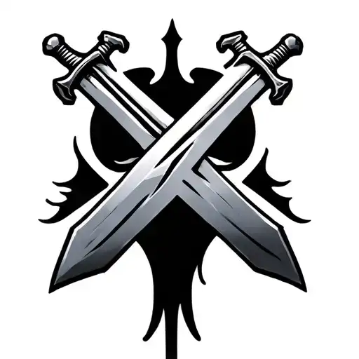 dual Sword crossing each other tattoo design idea