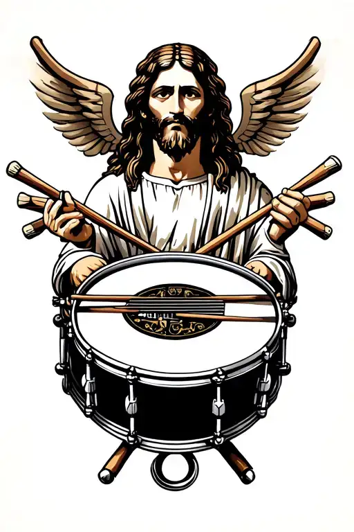 drum sticks music jesus christian tattoo design idea