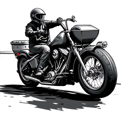truck and bbq grill riding a motorcycle tattoo design idea