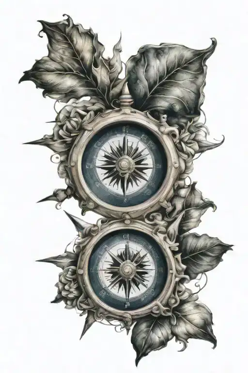 Gemini Poseidon Compass rose tattoo design idea