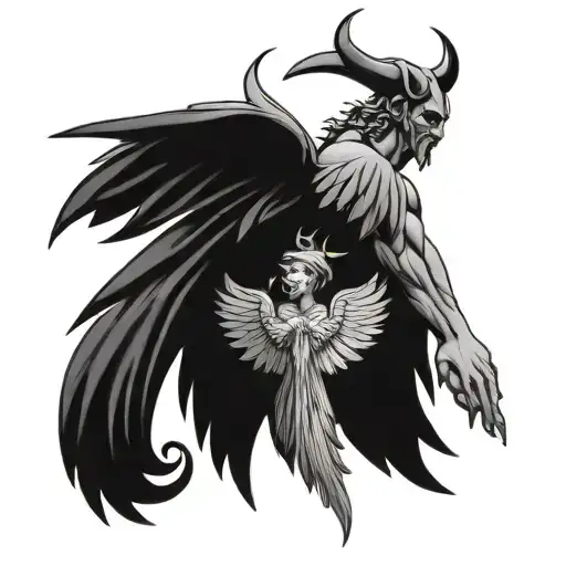 devil and angel wings tattoo design idea