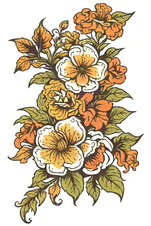 Wanderer world flowers tattoo design idea