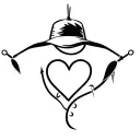 fishing hook, fishing hat and heart tattoo design idea
