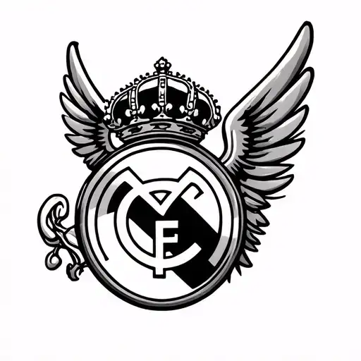 real madrid crest heraldry crown wings tattoo design idea
