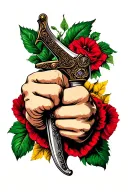 Fist weapon woman Italy love tattoo design idea