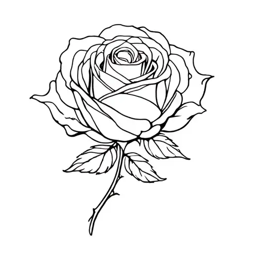 single line rose tattoo design idea