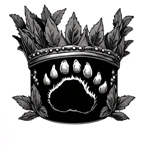 dog's paw (as a finger print )wear the caesar crown ( which is made from leaves, crown of the Roman emperor Juliet caesa tattoo design idea