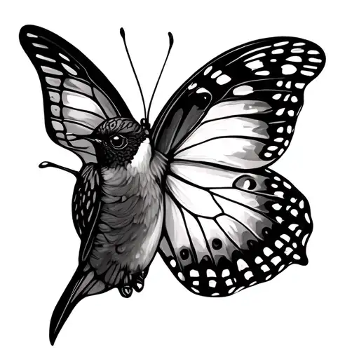 Hummingbird Butterfly tattoo design idea