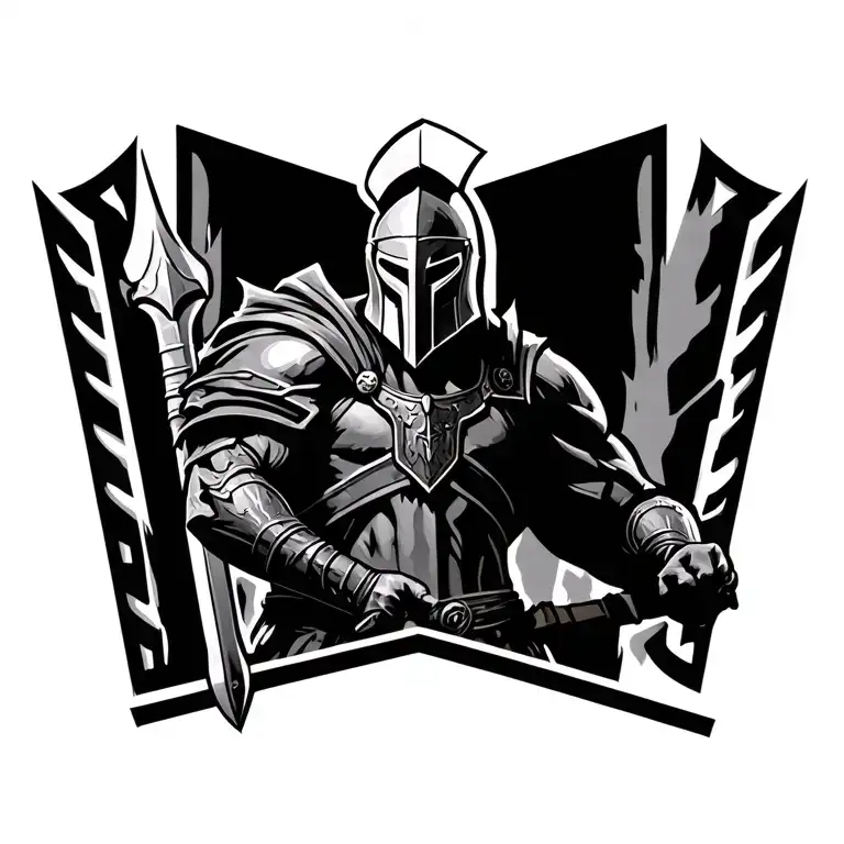 spartan warrior wielding tattoo design idea