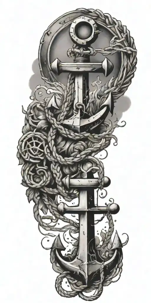 nautical elements like anchors tattoo design idea