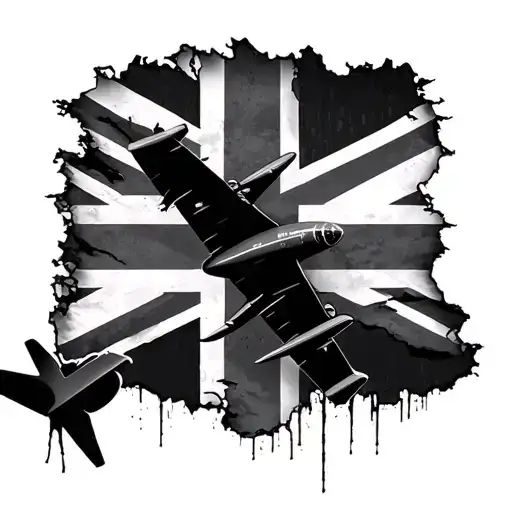 1990 written United Kingdom Flag aeroplane Thailand flag rip buster  tattoo design idea