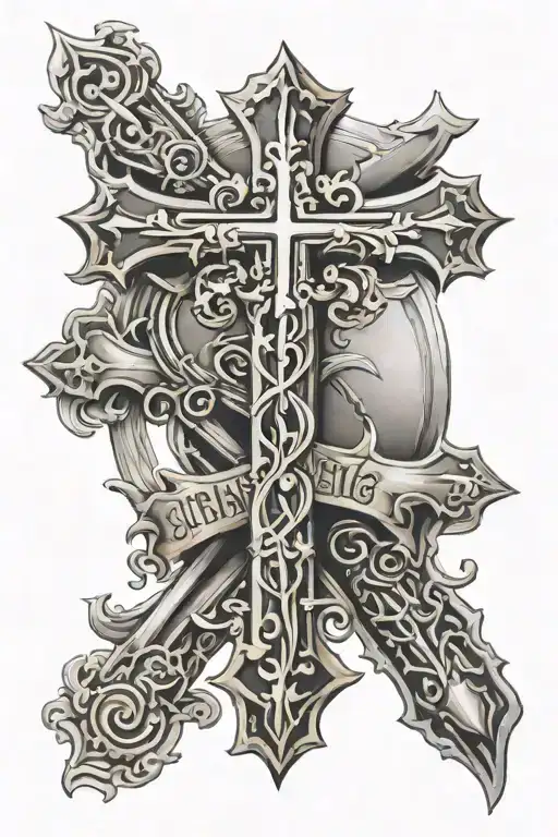 cross with words under it "John 3:16" tattoo design idea