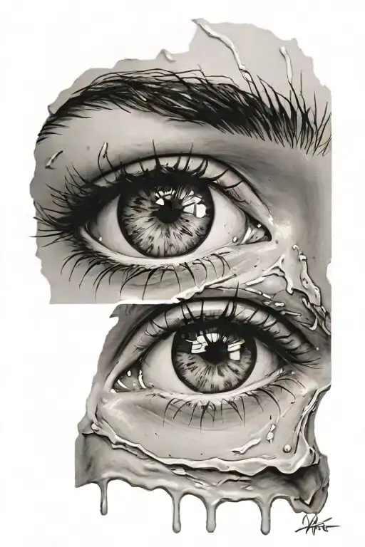 Crying eyes tattoo design idea