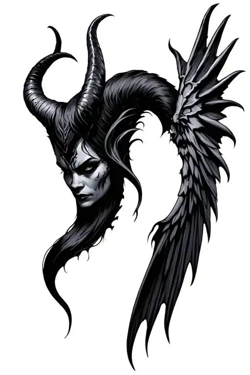 maleficent horns and wings  tattoo design idea