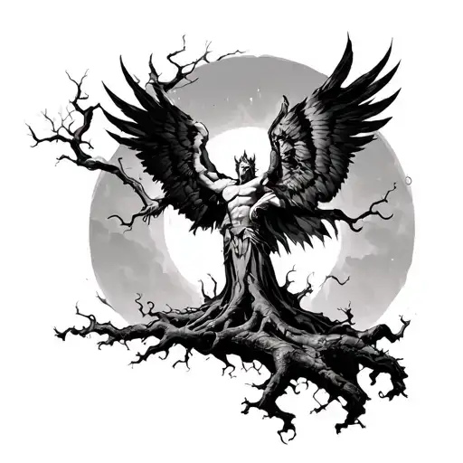 Brand of the Sacrifice symbok of berserk icarus falling and poision tree tattoo design idea