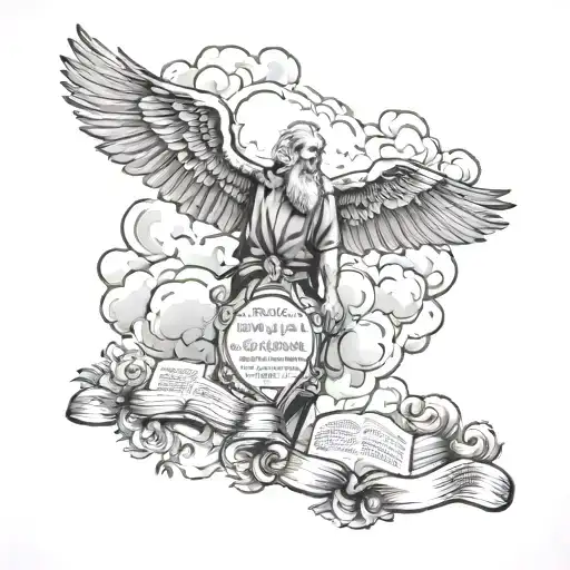 Rip grandpa tattoo with clouds and bible verse Isaiah 40:31 tattoo design idea